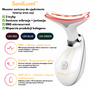SoniLumi™ – masażer soniczny i EMS do ujędrniania twarzy i szyi